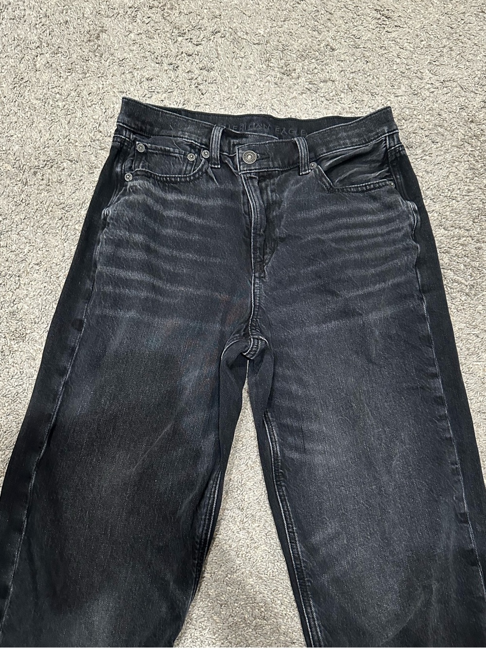 American eagle super high waisted strigid crossover baggy straight jean